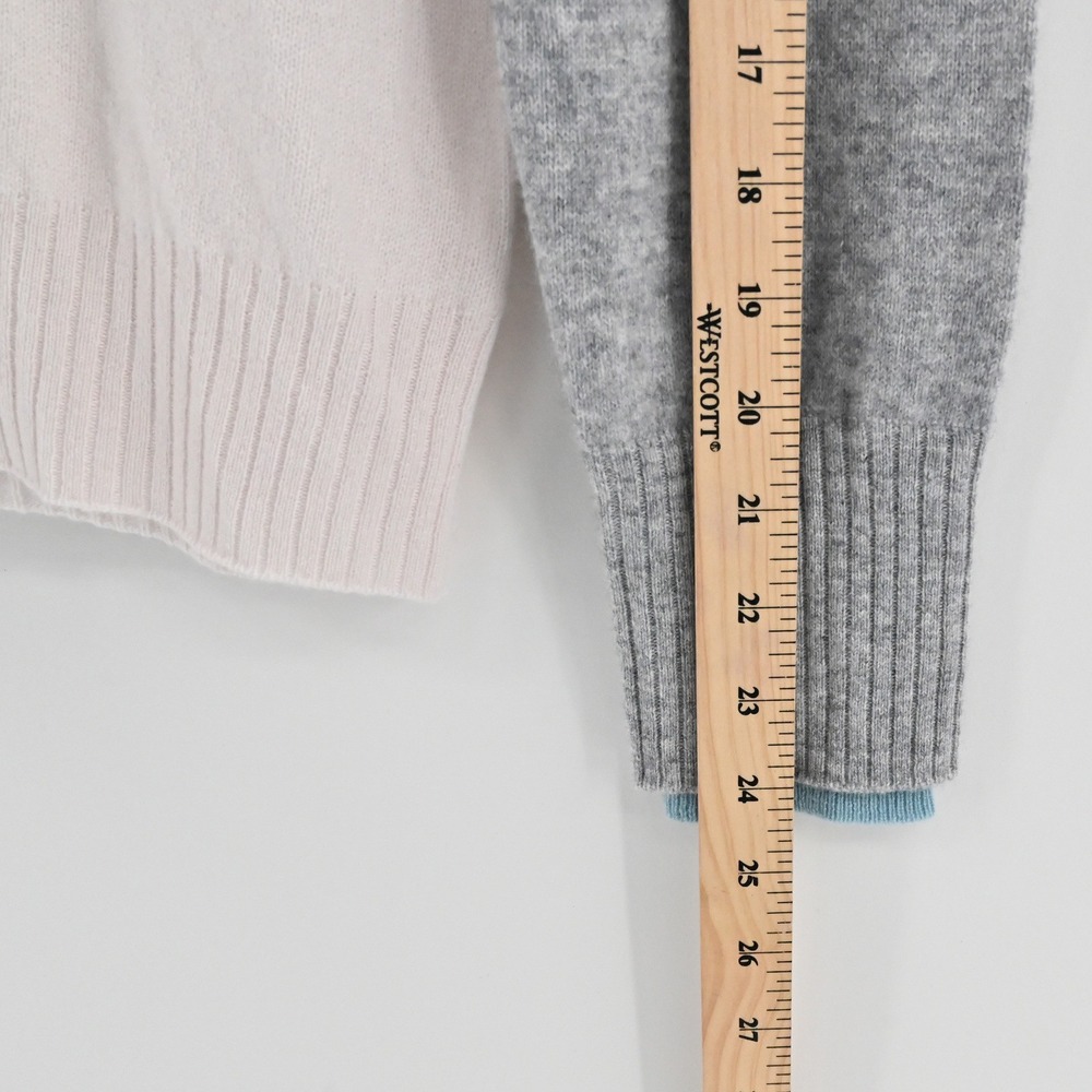 27 Miles Proctor Cashmere Baseball Sweater Womens Size S Pink Grey Blue Raglan - Picture 5 of 9
